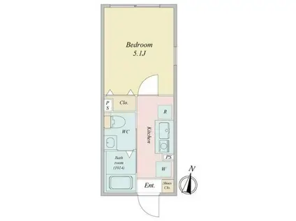 ライブフラット恵比寿(1K/1階)の間取り写真