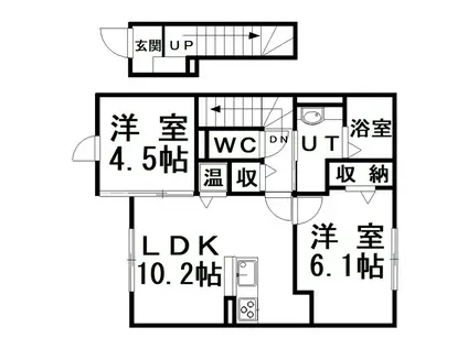 D-ROOMリバーサイド(2LDK/2階)の間取り写真