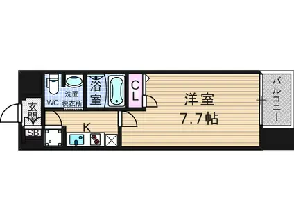 レジュールアッシュ南堀江(1K/2階)の間取り写真