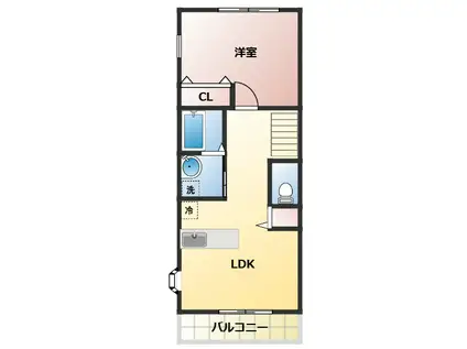 クレディ・メゾン(1LDK/2階)の間取り写真