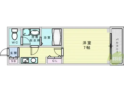 グランカーサ緑地公園(1K/1階)の間取り写真