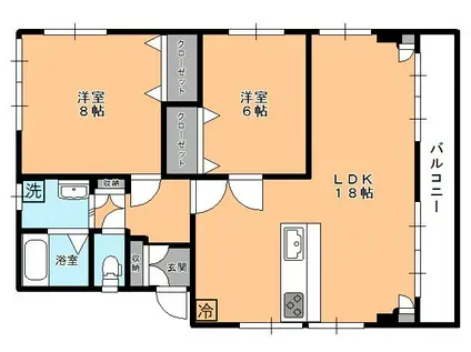 栃澤ビル(2LDK/3階)の間取り写真
