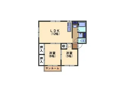 シティハイムクレストA・B(2LDK/2階)の間取り写真