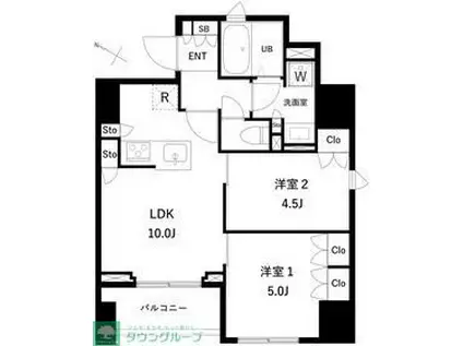 タスキプライムテラス本蓮沼(2LDK/11階)の間取り写真