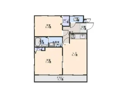 エクセルフルール(2LDK/1階)の間取り写真