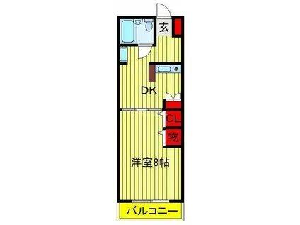 ドフィーヌ柏(1K/2階)の間取り写真