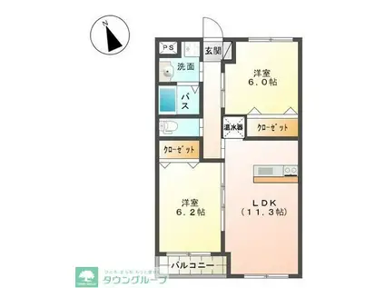 ペんぎん(2LDK/3階)の間取り写真