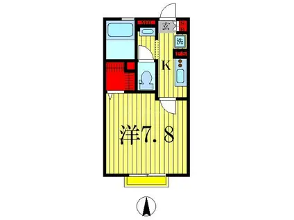 PARK CLAIR II(1K/2階)の間取り写真