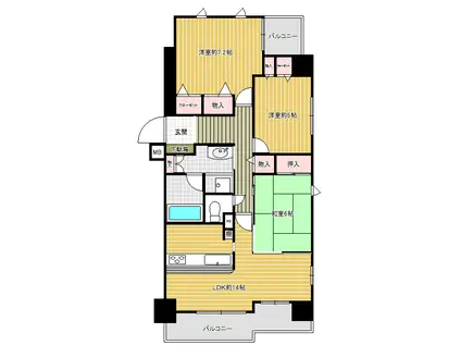 アーバンヴィレッジ西宮(3LDK/8階)の間取り写真