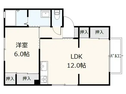 アブニール焼山中央(1LDK/2階)の間取り写真