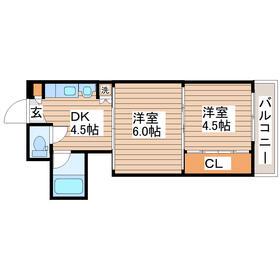 シャングリラ小田原(2DK/4階)の間取り写真
