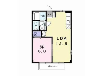 チェリーハイツNO2(1LDK/1階)の間取り写真