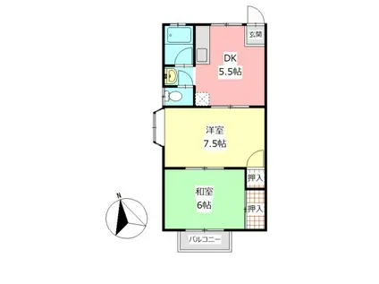 メゾン・ド・U(2DK/2階)の間取り写真