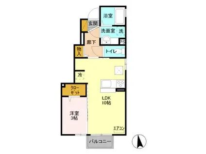 ルミエールB(1LDK/1階)の間取り写真