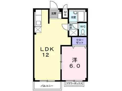 エルディム・松村(1LDK/2階)の間取り写真