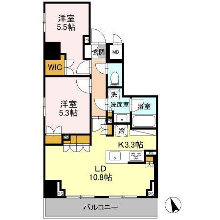 リーラ品川戸越(2LDK/4階)の間取り写真