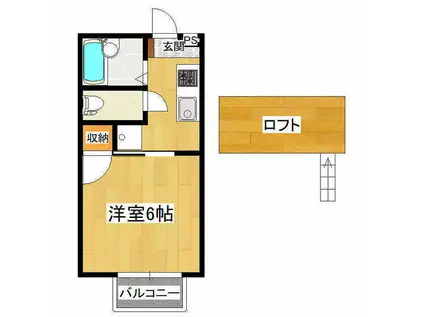 シャトルシティ1(1K/2階)の間取り写真