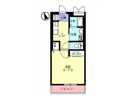 パレスII(1K/2階)の間取り写真