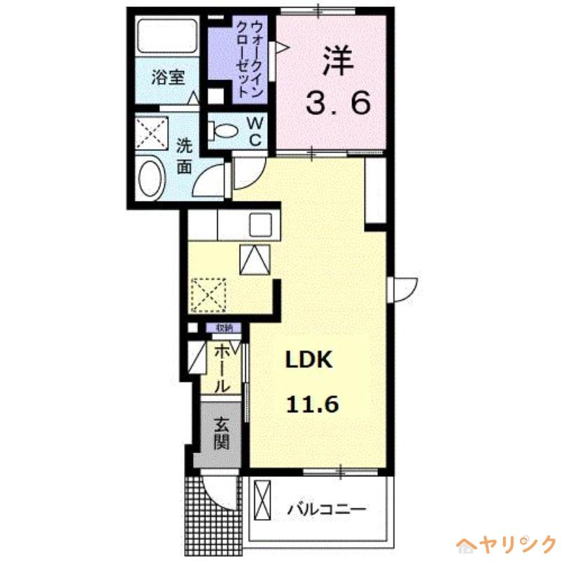 ヴェルジェI(1LDK/1階)の間取り写真