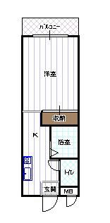 ブラウンハイツ7(1K/4階)の間取り写真
