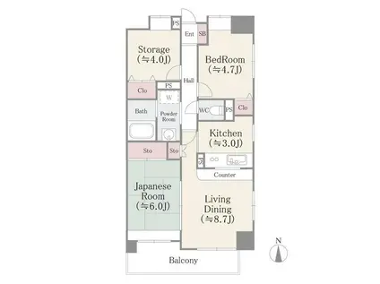 グリーンコート錦糸町(3LDK/6階)の間取り写真
