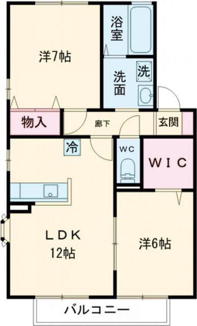 サンピラーB(2LDK/2階)の間取り写真