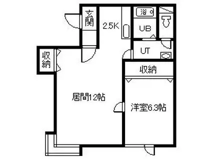 イーストヒル2(1LDK/2階)の間取り写真