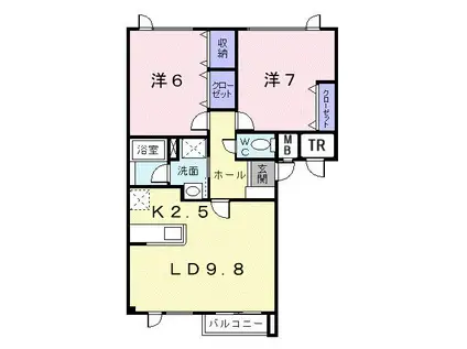 メゾン・アンソレイエ(2LDK/2階)の間取り写真