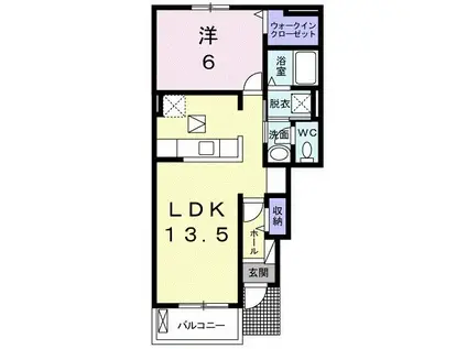 ボヌール シュシュ(1LDK/1階)の間取り写真