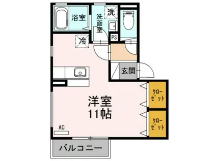 シルクコート C(ワンルーム/2階)の間取り写真