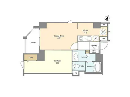 レガシア千代田三崎町(1LDK/13階)の間取り写真