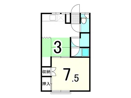 メゾンナカムラ(2K/2階)の間取り写真