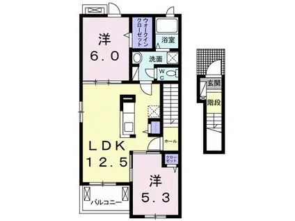 エルヴィータ八女 C(2LDK/2階)の間取り写真