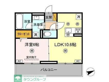 シャンティ(1LDK/2階)の間取り写真