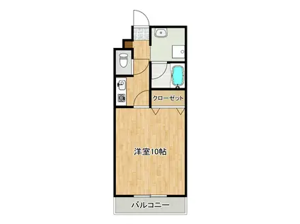 ライオンズマンション(1K/2階)の間取り写真