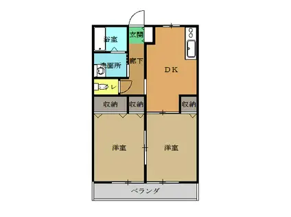 エーデルハイムI(2DK/2階)の間取り写真