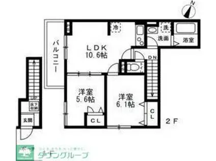 練馬区北町1丁目(2LDK/2階)の間取り写真