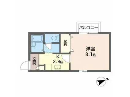 クレストコート支倉(1K/2階)の間取り写真