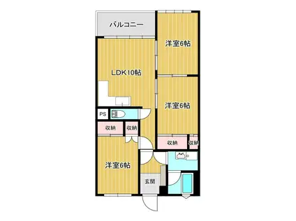 パークハイム(3LDK/4階)の間取り写真