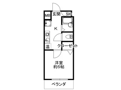サンロイヤル八幡(1K/1階)の間取り写真