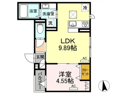 ルボヌールウアシュ(1LDK/3階)の間取り写真