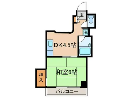 原信ビル(1DK/2階)の間取り写真
