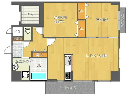 アンフィニX(2LDK/3階)の間取り写真