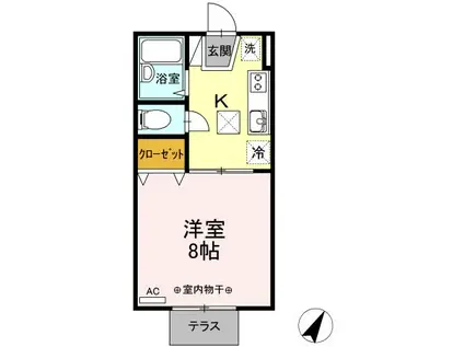 エクレール(1K/1階)の間取り写真