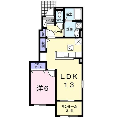 メゾン・ド・ベル I(1LDK/1階)の間取り写真