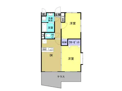 プログレッソ今釜(2DK/1階)の間取り写真