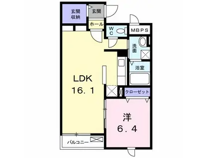 リヴェールSK(1LDK/1階)の間取り写真