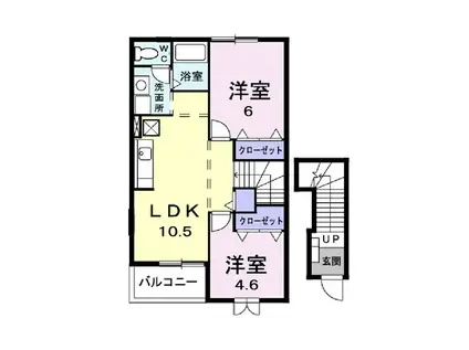 アヴェニューフォンテーヌ C(2LDK/2階)の間取り写真