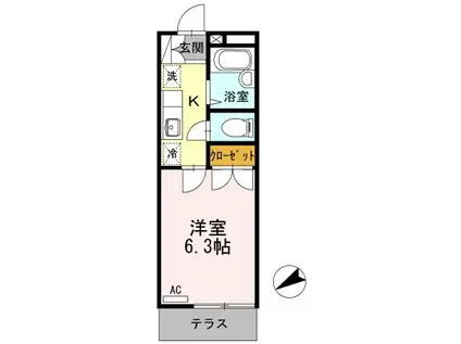第IIメゾン谷端(1K/2階)の間取り写真
