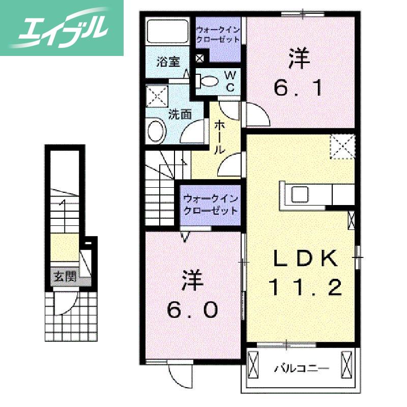サウスエイト(2LDK/2階)の間取り写真